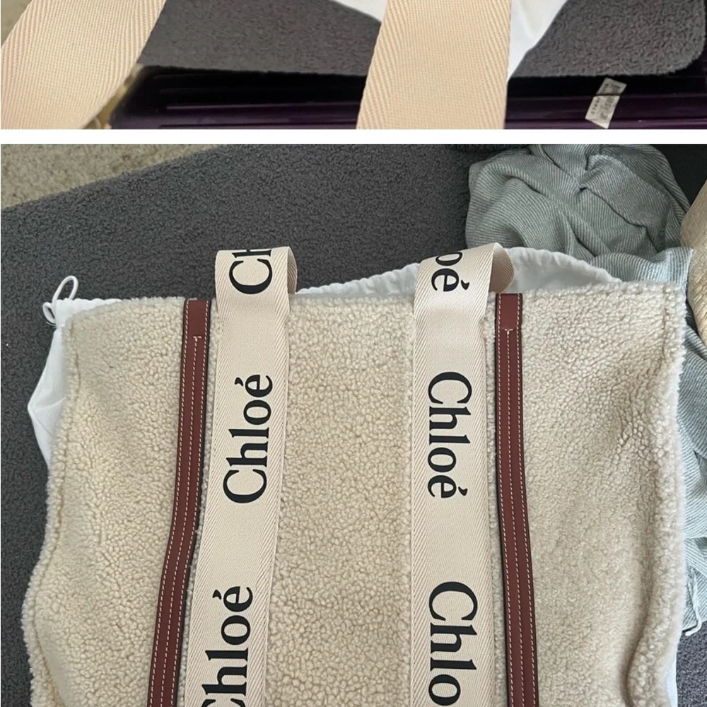 Chloe Large Woody Shearling Tote Bag - Picture 5 of 16